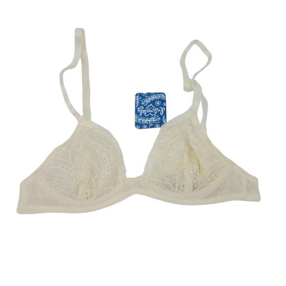 Free People Sheer White Lace Underwire Triangle Cup Embrace Bra Size 32A - Picture 2 of 5